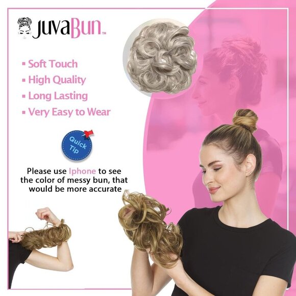 Messy Bun Hair Piece Synthetic Silver Gray Washable & Travel Size for Women & Me main image 9